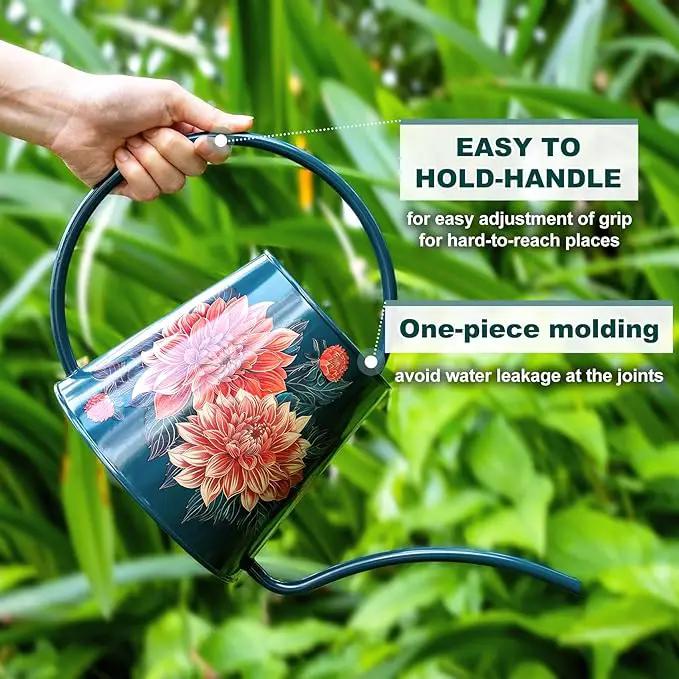 Berry&Bird House Plants Watering Can - Indoor & Outdoor 1/2 Gallon Stainless Steel Water Can with Long Spout Garden Decoration for Flower Bonsai Succulent Gardening Large Watwer Bottle(2L/68oz,Dahlia), photo 5 of 7