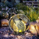 Huaxu Solar Lights Outdoor Garden Decor Waterproof Cracked Glass Globe LED Light Silver Retro Art Metal Retro Design Decorative Yard Patio Lawn Pathway Gift for Mom Women Anniversary Birthday by GreenHaven Gardens