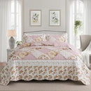 NEWLAKE Quilt Set Queen Size, Bedspread Sets Pink Botanical Floral, Reversible Quilt Bedding Set Lightweight and Breathable for All Seasons, Soft Quilted Bedspread with 2 Pillow Shams by CozyNest Decor