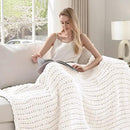 Esterra 100% Hand Knitted Chenille Throw Blanket, 50"x60", White, Polyester, Chunky Knit, Throw Blanket, 50x60 Inches by CozyNest Decor