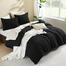 Litanika Black Comforter Full Size, 3 Pieces Boho Lightweight Solid Bedding Comforter Set, All Season Fluffy Bed Set (79x90In Comforter & 2 Pillowcases) by CozyNest Decor