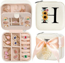 AYGXU Travel Jewelry Box for Women and Girls - Small Case With Initial A-Z - Teacher Gifts by TinyTreasures Baby Boutique