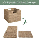 12x12x10in Seagrass Storage Baskets Set of 2, Large Wicker Storage Basket, Decorative Seagrass Shelf Basket, Pantry Baskets Organization,Folding Storage Cube Bins by CozyNest Decor