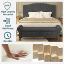 Storage Ottoman Bench for Bedroom, Linen 52" End of Bed Bench with Rolled Arms Upholstered Ottoman Bench Fit for Bedroom, Living Room, Entryway, Dark Gray by CozyNest Decor