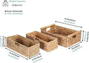 VATIMA Large Water Hyacinth Storage Baskets for Organizing with Wooden Handles for Shelves, 2 Bathroom Small Basket, Water Hyacinth Toilet Paper Baskets, Set of Natural Wicker Storage Basket for Home by CozyNest Decor