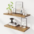30" Floating Shelves for Wall, 12" Deep Slim Rustic Brown Floating Shelves, Wall-Mounted Shelves for Bedroom, Living Room, Kitchen, Bathroom - Set of 2 by CozyNest Decor