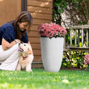 WORTH Garden 2-Pack 21" H. White Tall Planters with Inside Pots - 14'' Dia Plastic Large Round Plant Tree Pots - Decorative Imitation Stone Finish for Indoor Outdoor Front Porch Container Patio by GreenHaven Gardens