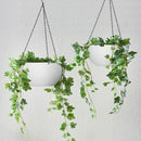 WOUSIWER 13 inch 2Pack Large Hanging Planters for Outdoor Indoor Plants with Drainage Holes and Chain, Round Hanging Flower Pots for Garden Home Porch Decor, White by GreenHaven Gardens