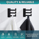 Angle Simple Swivel Towel Hooks for Bathroom, SUS 304 Stainless Steel Foldable 3 Arms Robe Towel Holder, Shower Wall Coat Hooks, Matte Black, 2 Pack by CozyNest Decor