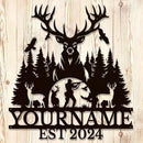 Personalized Deer Forest Name metal Signs,Custom Shed Metal Wall Decor,Black Deer Metal Wall Art Decor,Deer Home Metal Signs Plaques,Outdoor wall Decorative Signage (Style D) by CozyNest Decor