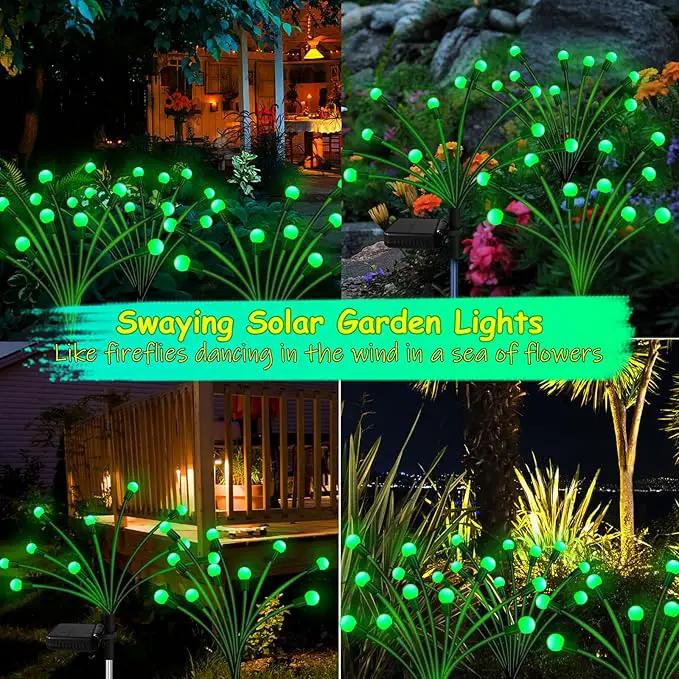 Kohlrabi Solar Garden Lights Outdoor, 4 Pack 40 LED Green Firefly Lights Waterproof, Starburst Solar Wind Swaying Light for Outside Yard Patio Planter Flower Bed Walkway Christmas Decoration, photo 5 of 6