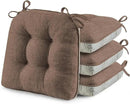 puredown® Chair Cushions for Dining Chairs, Tufted Memory Foam Chair Pads with Non-Slip Backing, Kitchen Seat Cushions with Ties, Washable Seat Pad Set of 4, 15.5" x 15.5" x 4", Coffee by CozyNest Decor