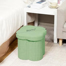 B FSOBEIIALEO Storage Ottoman Cube, Flowers Shaped Ottomans with Storage Foot Stool Footrest for Lving Room, Boucle Ottoman Seat for Dorm Room,Faux Teddy Fur, Green 12.6"x12.6"x12.6" by CozyNest Decor