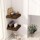 Fun Memories 12 Inch Floating Shelf, Rustic Wood Wall Shelves for Wall Decor & Storage, 12 x 12 Floating Shelf for Living Room, Bathroom, Bedroom, Rustic Brown, Set of 2 by CozyNest Decor