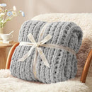 Amélie Home Chunky Knit Throw Blanket for Couch, Soft Chenille Crochet Blanket for Sofa, 50"x60", Light Grey by CozyNest Decor