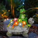 ILLUMINEW Solar Garden Outdoor Statues Turtle& Frog with Succulent and 8 LED Lights, Turtle Carrying Lotus Leaf Frog Figurines, Lawn Decorations for Patio Yard Gifts for Mom Grandma Housewarming by GreenHaven Gardens