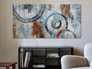 Arjun Abstract Wall Art Geometric Canvas Circle Block Painting Modern Grey Brown Picture Simple Textured Artwork Framed for Bedroom Living Room Home Office Wall Décor, Extra Large 58"x29" by CozyNest Decor