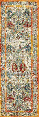 Unique Loom Rosso Collection Vintage, Traditional, Bohemian, Geometric, Distressed, Southwestern Area Rug, 2' 0" x 6' 0", Multi/Orange by CozyNest Decor
