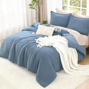 Litanika King Comforter Set Grayish Blue, 3 Pieces Lightweight Solid Bedding Comforter Set, All Season Fluffy Bed Set (104x90In Comforter & 2 Pillowcases)