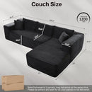104" Cloudy Sectional L Shaped Couch for Living Room, No Assembly Required, Modular Comfy Sofa with Deep Seat, Fluffy Couch with Sleeper Chaise for Apartment Lounge (Black) by CozyNest Decor