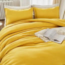 Litanika Mustard Yellow Comforter Set Queen Size, 3 Pieces Lightweight Solid Bedding Comforter Set, All Season Fluffy Bed Set (90x90In Comforter & 2 Pillowcases) by CozyNest Decor