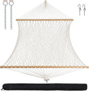ANOW Rope Hammock Double Hammock with Hardwood Spreader Bar and Carrying Bag, 450 LBS Weight Capacity for Two Person, Natural by GreenHaven Gardens