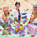 Preppy Lunch Box for Girls with 10oz Thermo, with 6 Compartment Bento Box, Purple Nylon Insulated Lunch Bag Adjustable Strap for Girl Kids Teens School Travel Picnic by TinyTreasures Baby Boutique