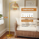 Oneach Arc Floor Lamp for Living Room,Rattan Boho Floor Lamp with Hand-Woven Wicker Shade, Foot Switch,Gold Metal Base & Pole,Farmhouse Standing Lamp for Bedroom Corner,Reading by CozyNest Decor