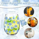 Sliner 2 Pack 17oz Hydrangea Stemless Wine Glasses Spring Summer Floral Drinking Glasses Hydrangea Tumbler Cups for Spring Summer Parties Supplies Birthday Gift by CozyNest Decor