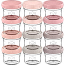 KeaBabies 12pk 4oz Glass Baby Food Containers with Lids - Leak-Proof, Microwavable Small Glass Jars, Baby Purees & Toddler Snack Storage Containers, BPA-Free, Dishwasher & Freezer Safe (Roseate) by TinyTreasures Baby Boutique