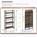 4NM No Assembly 4 Tiers Folding Bookshelf, 47.2" H Foldable Storage Shelves Vintage Bookcase Standing Racks Study Organizer Home Office - Rustic Brown Black by CozyNest Decor
