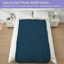 Bigacogo Chunky Knit Throw Blanket for Couch, 40x80 inches, 100% Hand Knitted with Thick Jumbo Chenille Yarn, Cozy Soft Large Rope Knot Cable Crochet Blankets for Sofa Bed Living Room, Deep Sea Blue by CozyNest Decor