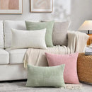 Fancy Homi 2 Packs Blush Pink Decorative Throw Pillow Covers 18x18 Inch for Living Room Couch Bed, Rustic Farmhouse Boho Home Decor, Soft Corss Corduroy Patchwork Textured Square Cushion Case 45x45 cm by CozyNest Decor
