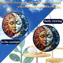 Sun and Moon Decor Suncatcher Stained Glass Window Hanging - Handmade Stained Glass Suncatchers Hanging Decoration with Metal Chain - Outdoor Garden Decor Gift for Women Christmas Thanksgiving Gifts by GreenHaven Gardens