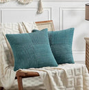 Fancy Homi 2 Packs Teal Decorative Throw Pillow Covers 18x18 Inch for Living Room Couch Bed Sofa, Rustic Farmhouse Boho Home Decor, Soft Corss Corduroy Patchwork Textured Square Cushion Case 45x45 cm by CozyNest Decor