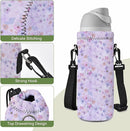 Neoprene Water Bottle Carrier Bag with Adjustable Shoulder Strap for Men Women Walking Hiking,Portable Insulated Holder Case for Stainless Steel/Glass/Plastic Bottles by TinyTreasures Baby Boutique