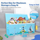 Extra Large Collapsible Sturdy Toy Storage Organizer with Lids, Ocean Theme Toy Box for Boys & Girls, 40"x16"x16", Modern, Blue by TinyTreasures Baby Boutique