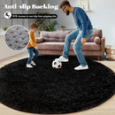 4FT Round Rug for Bedroom: Fluffy Shag Soft Washable Rugs Circle Small Fuzzy Plush Indoor Carpet for Living Room Nursery Playroom Dorm Kids Girls Boys Room (Black, 4'x4') by TinyTreasures Baby Boutique