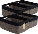 Large Storage Baskets for Organizing, Closet Shelf Baskets for Clothes Blanket Towels, Baby Nursery, Toy Bins Box, Woven Rope Baskets, 17 x 13 x 7.5”, 4 Packs Woven Brown by CozyNest Decor