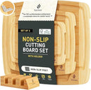 Bamboo Cutting Board Set Non Slip Feet with Holder Over Sink Tablas Para Picar Cocina Tabua Madeira Corte Carne Bambu Alimentos Cortar Madera Juego Regalos Cumpleaños Navidad Mujer Mama Abuela Papa by CozyNest Decor