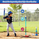 3-in-1 Baseball Set for Kids: Hanging Batting Tee + T Ball Stand Set Auto Ball Launcher for Toddlers & Youth Adjustable Height with 6 Balls 2 Bats Outdoor&Indoor Toys Sports Gifts for 3-12 Years Old by TinyTreasures Baby Boutique