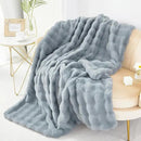 RYNGHIPY Faux Fur Throw Blanket Double Side Thick and Warm for Couch Plush Fluffy Faux Rabbit Fur Decoration for Sofa Chair and Bed Grey Winter Blanket (Grey, 51''x63'') by CozyNest Decor
