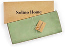 Solino Home Linen Table Runner 90 Inches Long - 100% Pure Linen Laurel Green Dining Table Runner 14 x 90 Inch for Fall, Autumn, Thanksgiving - Fete by CozyNest Decor