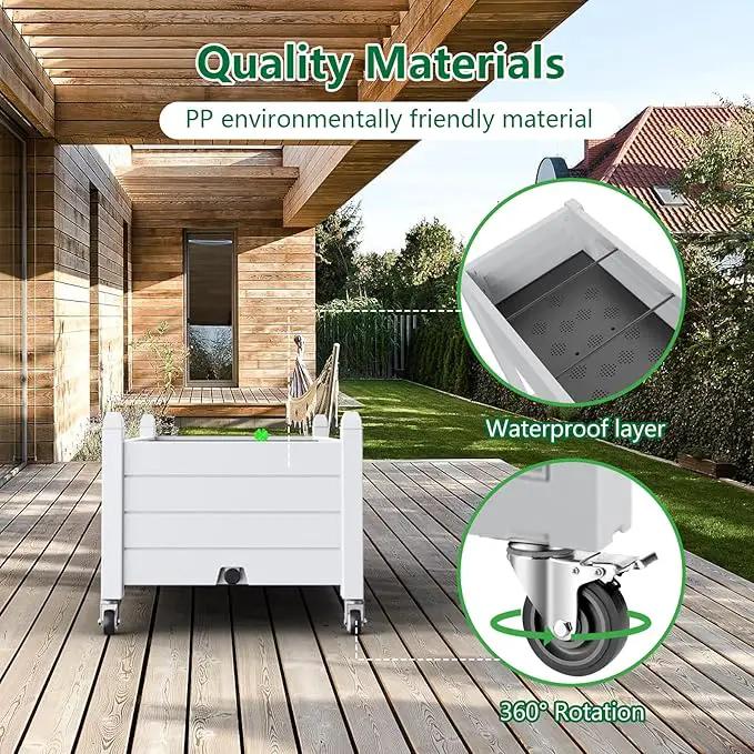 Horticulture Garden Bed, Divisible Resin Planter Box for Backyard, Patio, Balcony, with 4 Legs and 4 Swivel Lockable Wheels(Ashen,43.31 * 17.72 * 17.56), photo 6 of 7