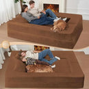 Folding Bean Bag Chair for Adults,3-in-1 Bean Bag Couch Faux Fur Floor Sofa Large Beanbag Convertible Bean Bag Sofa Bed with Pillow in Bedroom,Living Room,Apartment(Queen,Caramel) by CozyNest Decor