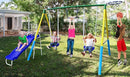 5-in-1 Swing Sets for Backyard for Kids 3-8, Tree Swings for Kids Outdoor with Slide, Basketball Hoop, Two Swing Seats and Gymnastics Rings by TinyTreasures Baby Boutique