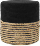 REDEARTH · Cylindrical Pouf Ottoman - Braided Pouffe Accent Sitting Round Footrest for Living Room, Bedroom, Nursery, kidsroom, Patio, Gym; 70% Cotton 30% Jute, (14.5x14.5x16; Black Natural) by CozyNest Decor