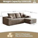 HYJT H&K Modular Sectional Sofa Cloud Couch, 107" Comfy L Shaped Sectional Couches for Living Room, Deep Seat Memory Foam Plush Fluffy Corduroy Boneless Couch Sectionals Right Facing Sofa Chaise Brown by CozyNest Decor