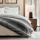 Ultra Soft Luxury Fluffy Mink Faux Fur Throw Blanket, Thick Warm Fall Winter Blankets for Bed, Couch, Cozy Plush Reversible Blanket for Chair, Sofa (Ombré Silver Onyx, 60"x80") by CozyNest Decor
