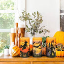 Halloween Real Wax LED Flameless Flickering Candles with 6H Timer, 3 Pcs Pillar Battery Operated Candle Sticks with Halloween Decal for Home Decor(3”x6”) by GreenHaven Gardens